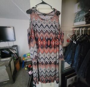 R&K Pink and Black Cold Shoulder Sundress